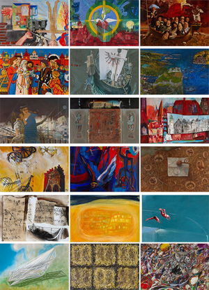 Im Hansesaal die Bilder des Hansetuchs.